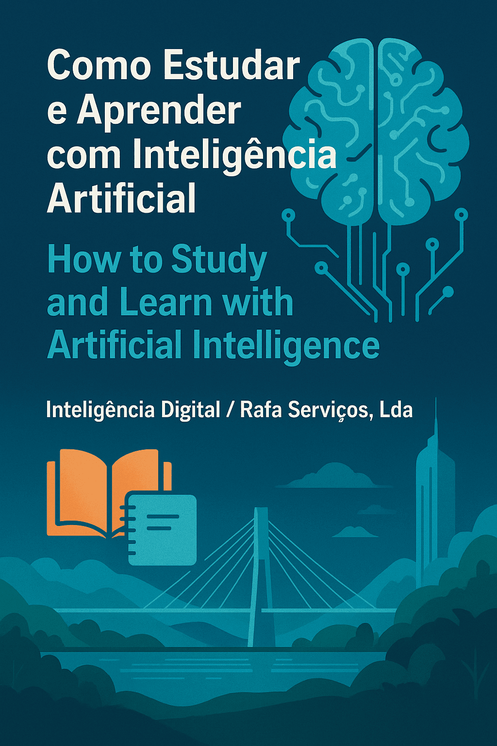 Capa do Curso Como Estudar e Aprender com Inteligência Artificial | How to Study and Learn with AI — Inteligência Online Digital / Rafa Serviços, Lda